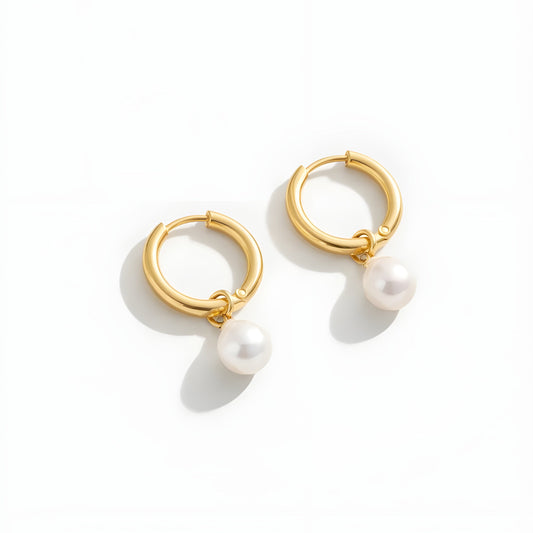 Pearl Drop Hoops